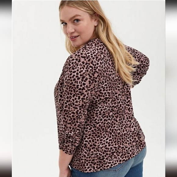 Torrid Knit Crepe Drape Blazer Sz 3X Animal Print Open Front 3/4 Sleeve - Picture 2 of 12